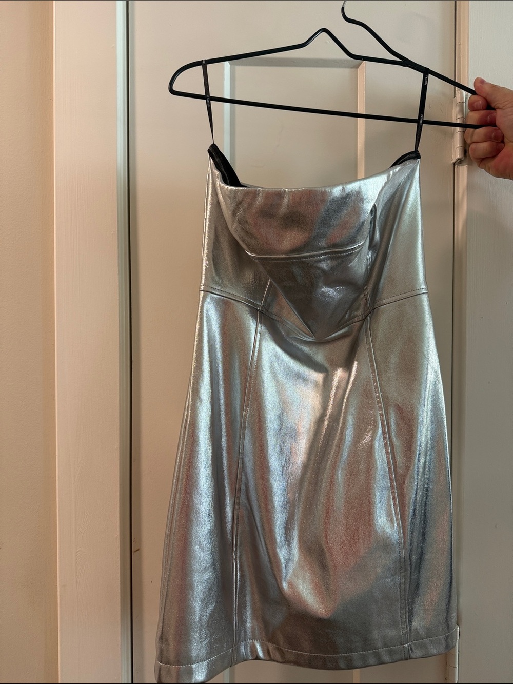 Forever 21 Silver Metallic Strapless Dress
